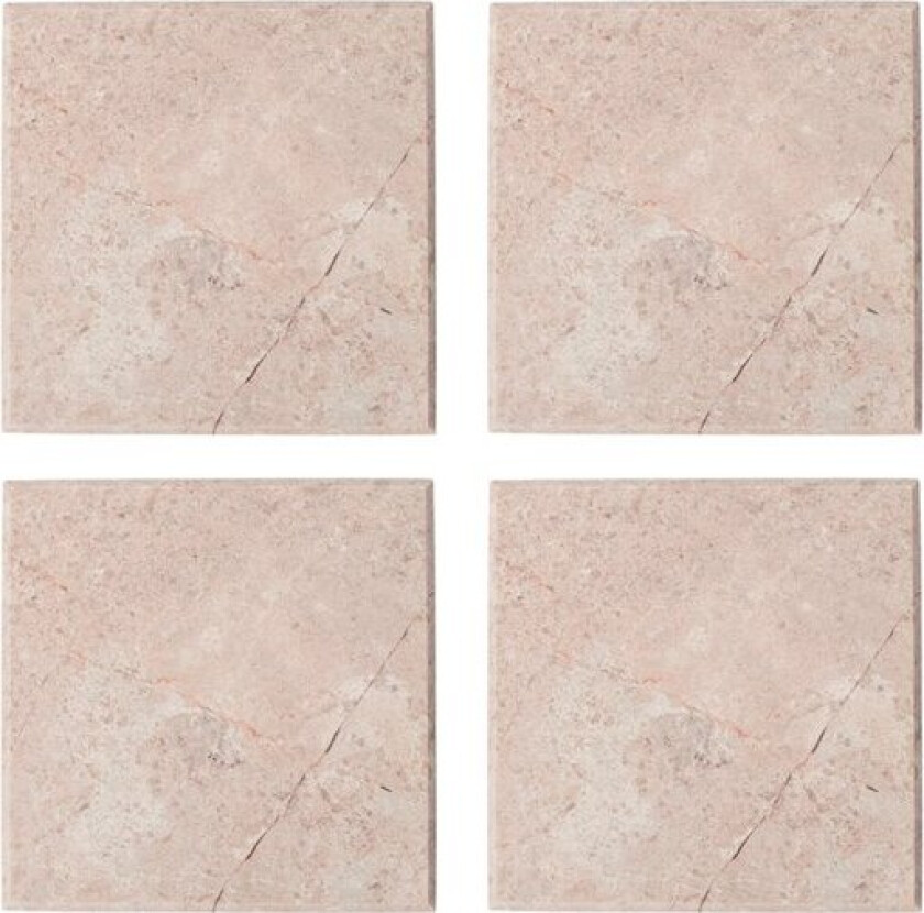 Marmor glassbrikke 10x10 cm 4 stk rosa