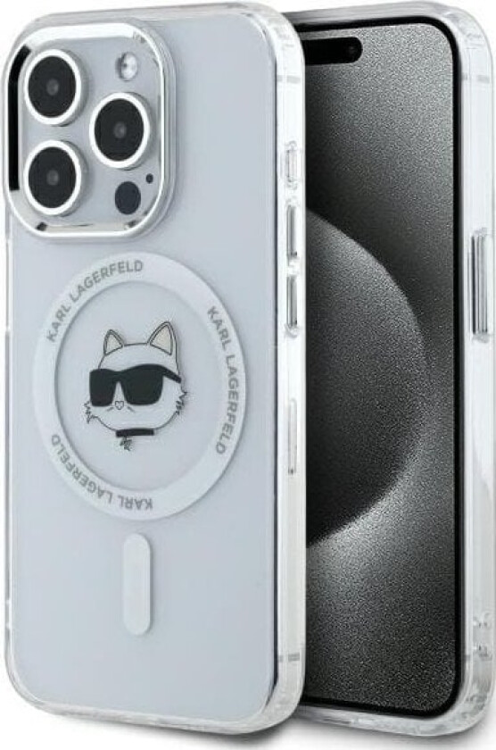 Klhmp15xhlschh Iphone 15 Pro Max 6.7" Biay/White Hardcase Iml Metal Choupette Head Magsafe