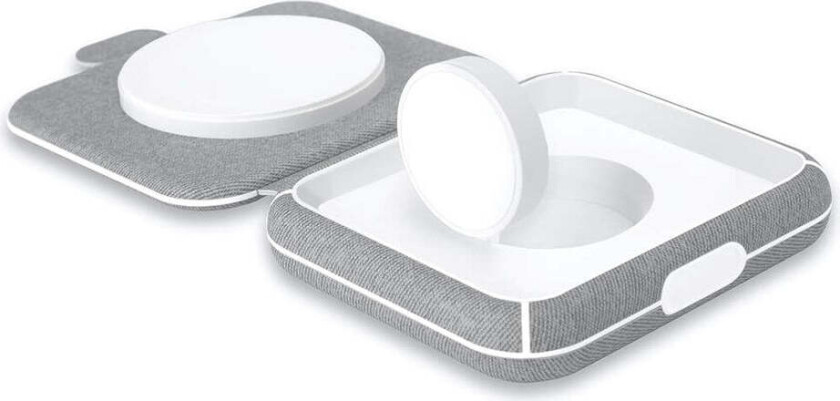 Bærbar 2-i-1 Trådløs Lader for Apple Watch - USB-C - MagSafe Kompatibel - Grå / Hvit