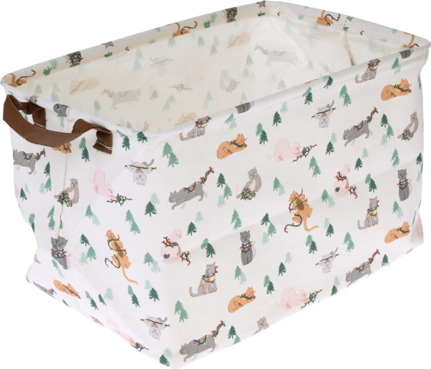 lekeoppbevaringskurv "Morsomme vinterkatter" - L 38 x B 26 x H 22 cm