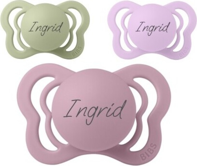 Bibs Couture, Str. 1 (0-6 Md.), Anatomisk - Silikon, Smokker Med Navn