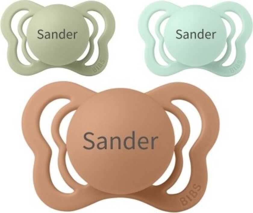 Bibs Couture, Str. 1 (0-6 Md.), Anatomisk - Silikon, Smokker Med Navn