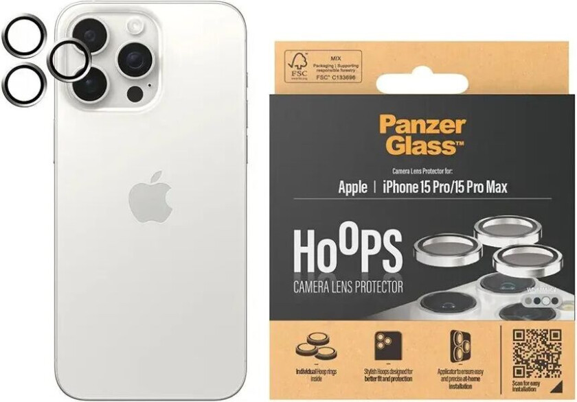 iPhone 15 Pro / 15 Pro Max  Hoops - Kamerabeskyttelse - White Metal