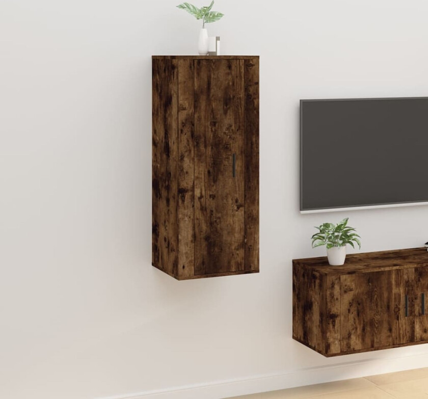 Vegghengt TV-benk røkt eik 40x34,5x100 cm