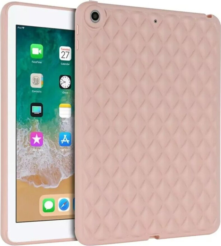 iPad 9.7 (2018-2017) / iPad Air 2 Fleksibelt Plast Deksel - Rhombe Design - Rosa