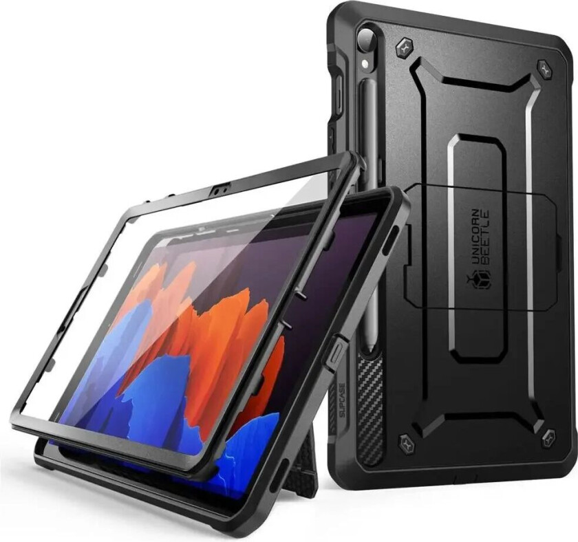 SUPCASE Samsung Galaxy Tab S9 FE Håndverker Deksel - Supcase Beetle Unicorn Pro Bak Deksel m. Skjermbeskytter - Svart