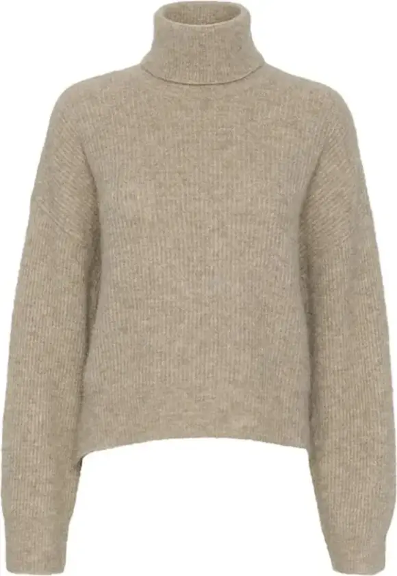 Dame, Strikkevarer, Beige, XS