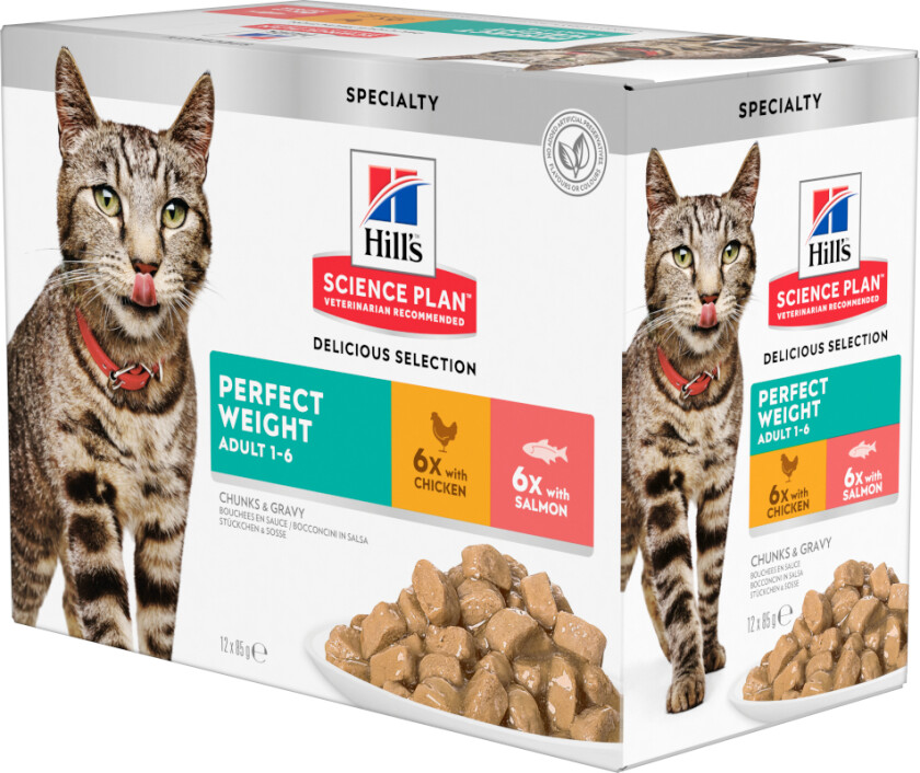 Bilde av Hill's Science Plan Cat Adult Perfect Weight Chicken & Salmon 12x85 g