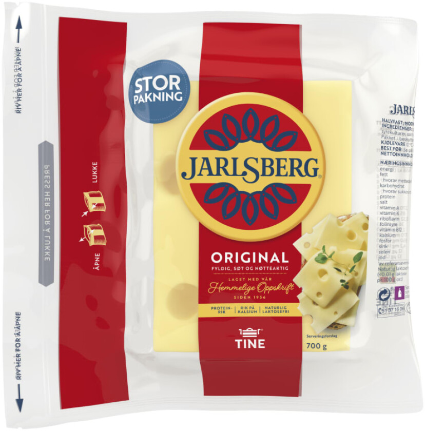 Jarlsberg Skorpefri 700g