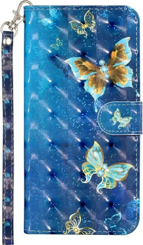 Samsung Galaxy S21+ (Plus) Skinnende PU Skinndeksel m. Lommebok - Sommerfugl