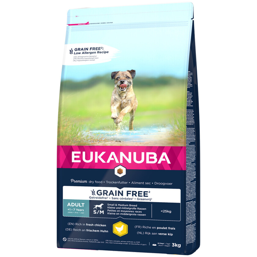 Eukanuba Dog Adult Grain Free Small & Medium Chicken (3 kg)