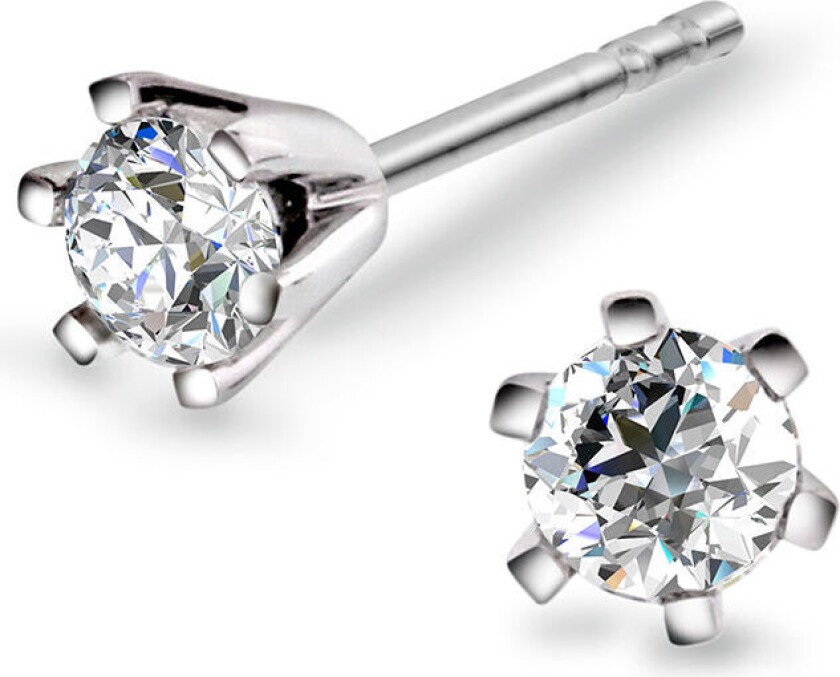 Olivia, Øredobber i 585 hvitt gull med diamant 0,50 ct