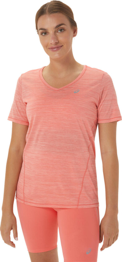 Asics Women's Race V-Neck SS Top XS, Papaya/Guava