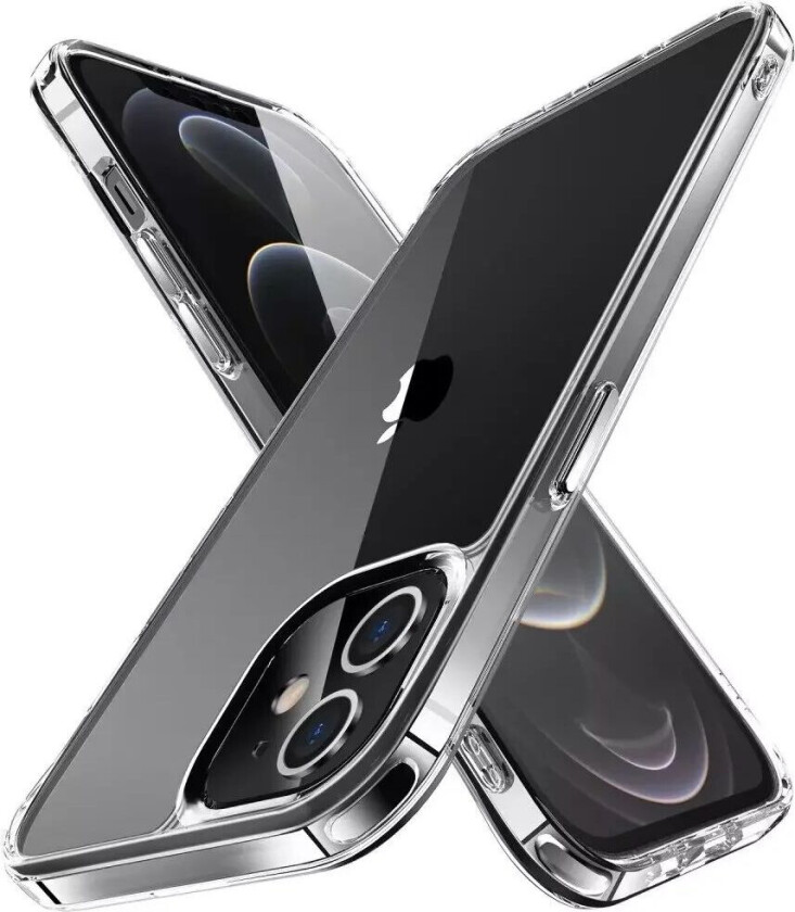 iPhone 12 / 12 Pro Krystallklart Hybrid Plast Bakdeksel - Gjennomsiktig