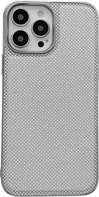 iPhone 14 Pro Plast Deksel m. Myk Bakside - Sølvglitter