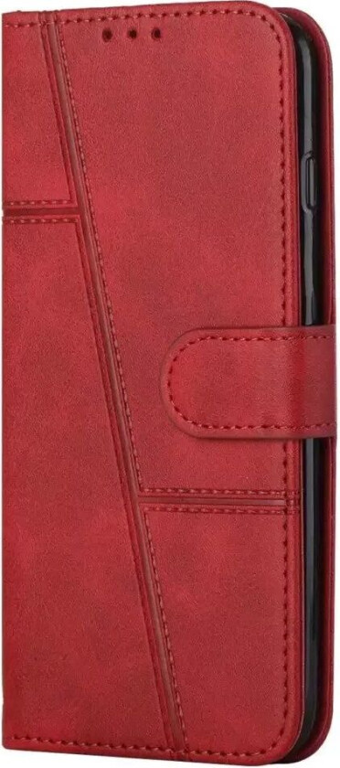 Samsung Galaxy S22 Ultra Mykt Skinn Flip Deksel med Lommebok - Trapes - Rød