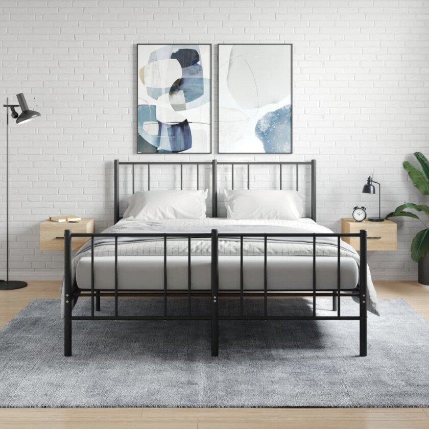 Veggmontert nattbord 2 stk sonoma eik 35x35x20 cm