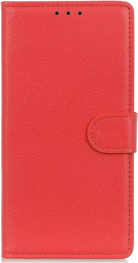 iPhone 14 Pro Litchi Flip Deksel i Skinn med Lommebok og Magnetisk Lukking - Rød