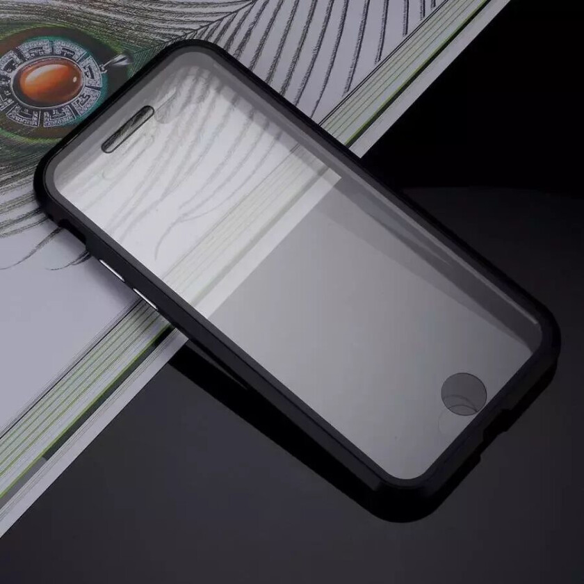 iPhone SE (2022/2020)/8/7 360⁰ Magnetisk Deksel m. Glass Foran & Bak - Svart