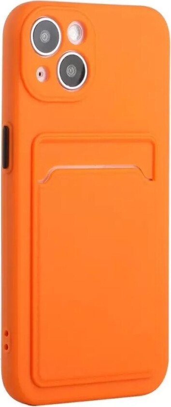 iPhone 15 Fleksibelt Plast Deksel m. Kortholder - Oransje