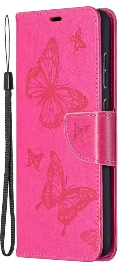 Samsung Galaxy A72 (4G / 5G) Skinn Deksel med Lommebok - Sommerfugler - Rosa