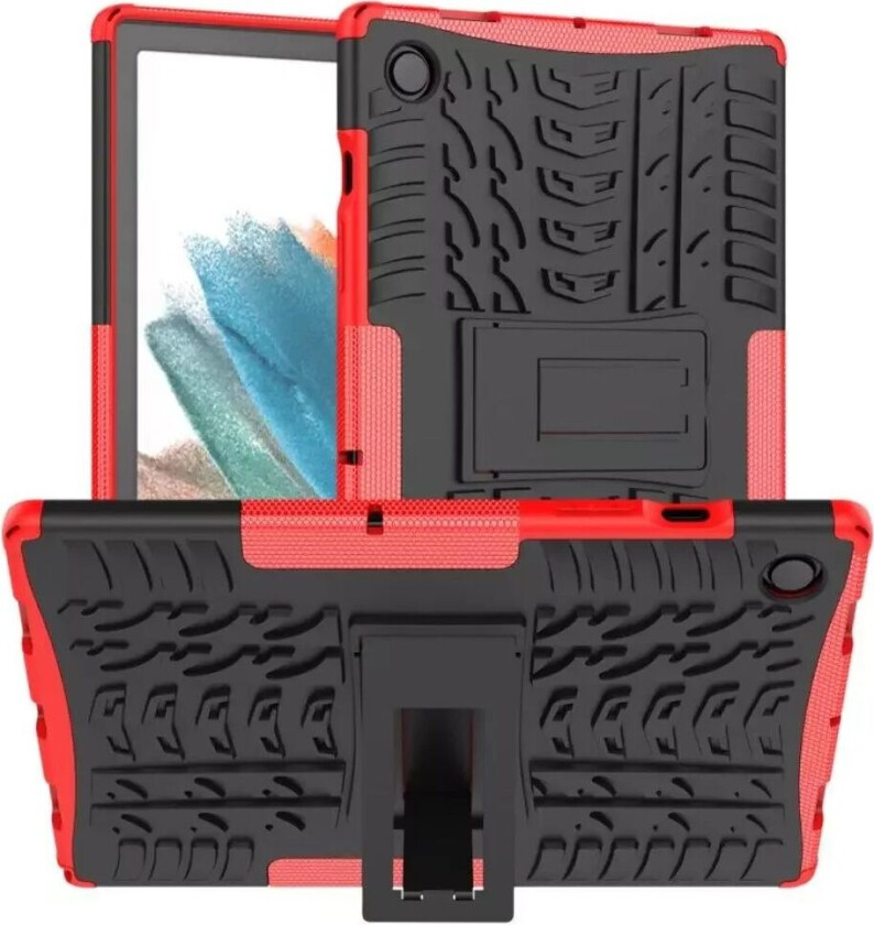 Samsung Galaxy Tab A8 10.5" (2021) Håndverker Deksel m. Dekkdesign & Stativfunksjon - Svart & Rød