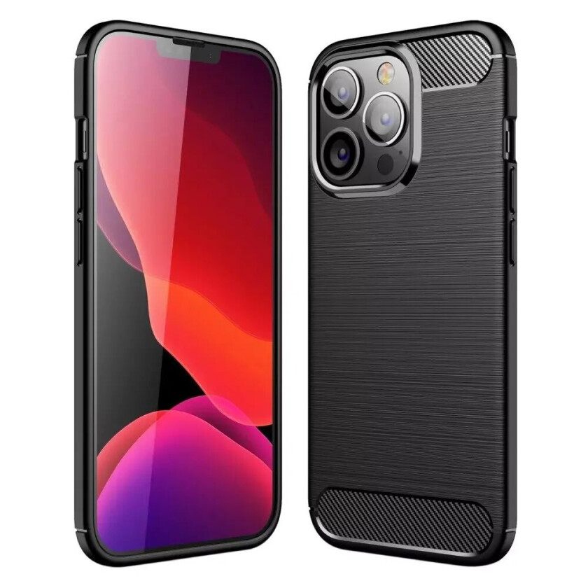 iPhone 13 Pro Brushed Carbon Deksel - Svart