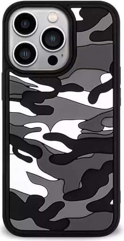 iPhone 13 Pro Fleksibelt Silikon Bakdeksel - Kamuflasje - Grå