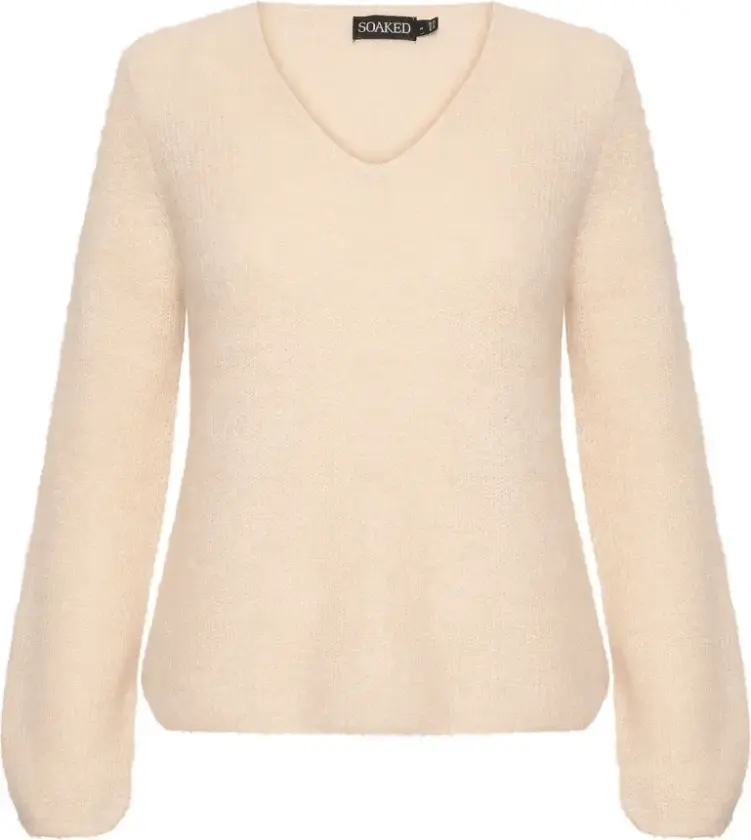 Dame, Strikkevarer, Beige, 2XL