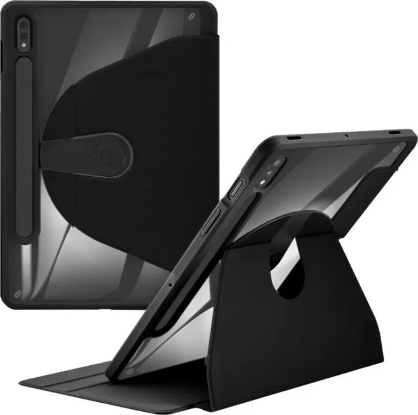 Samsung Galaxy Tab S9+ (Plus) / S9 FE+ (Plus) Hybrid Flip Deksel - Svart / Gjennomsiktig