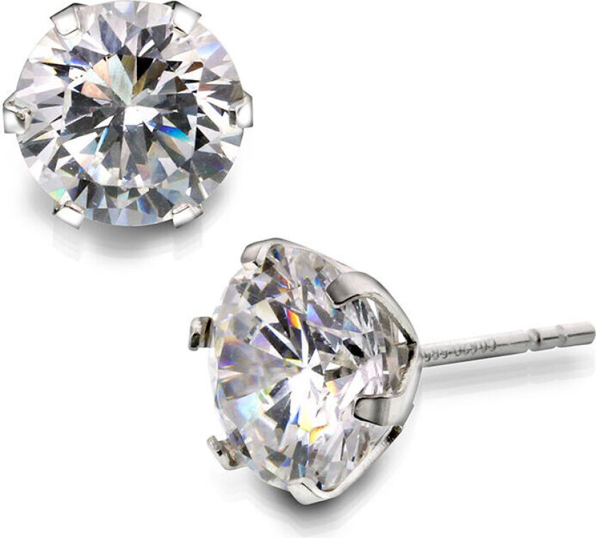 , Øredobber i 585 hvitt gull med zirkonia