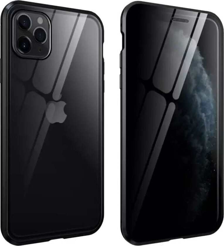 iPhone 11 Pro 360° Magnetisk Deksel med Glassbakside og Forside m. Privacy funksjon - Svart