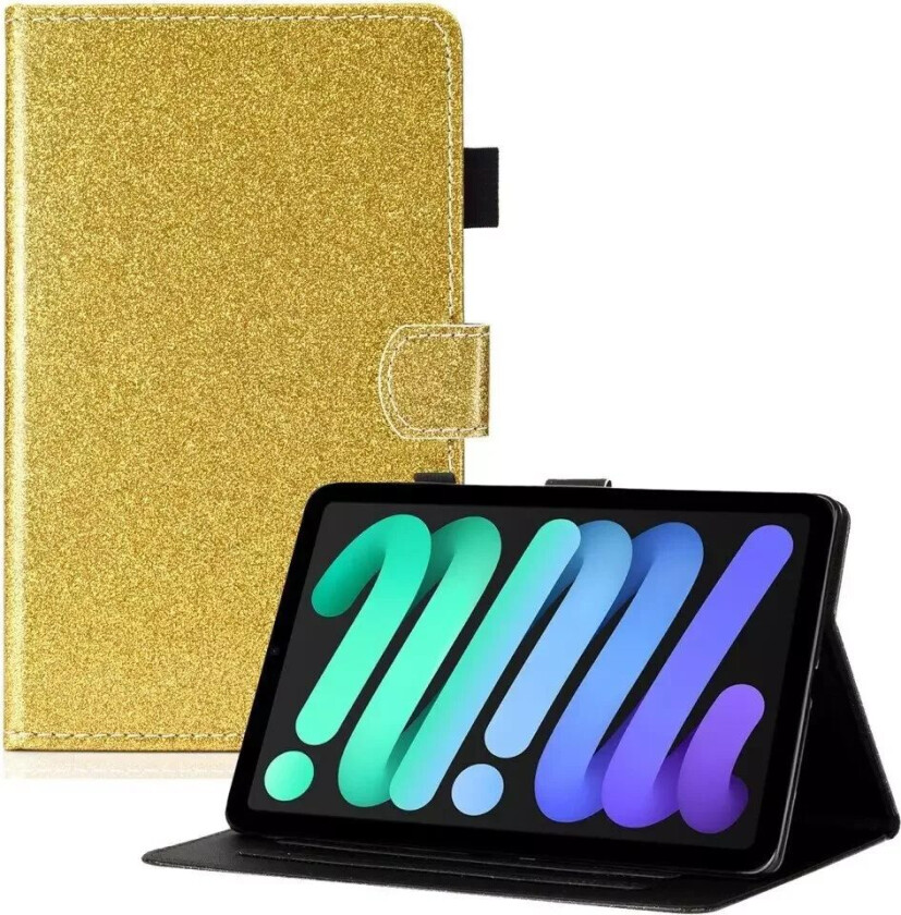 iPad 10.9" (2022) Glitter Deksel m. Stativfunksjoner & Kortholder - Gull