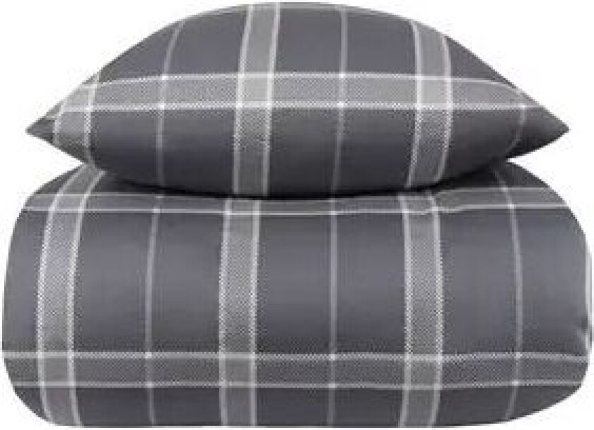 Sateng sengesett - 100% Bomullssateng - Big check grey - 150x210 cm
