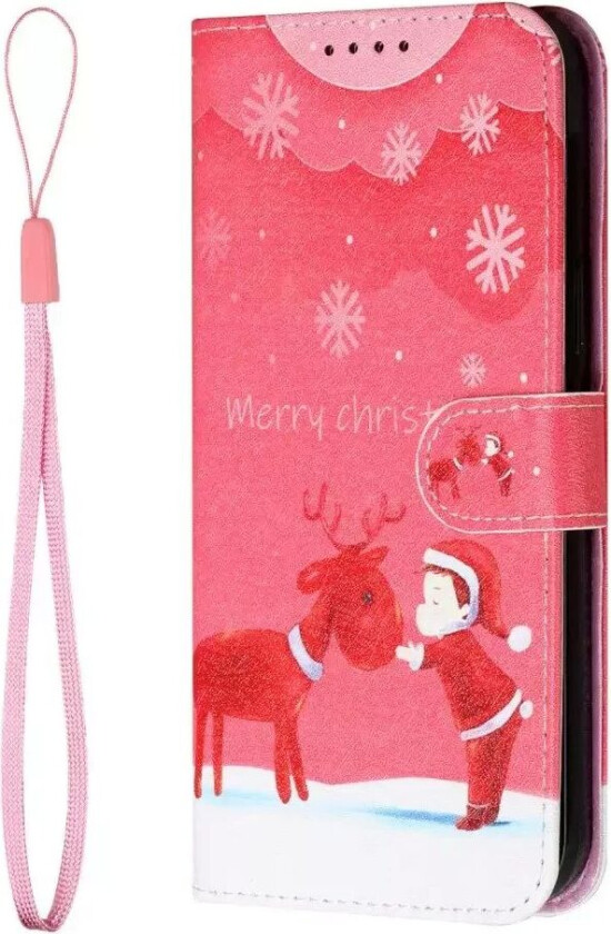 iPhone 13 Pro Leather Jule Flip Deksel med Lommebok - Baby Reinsdyr