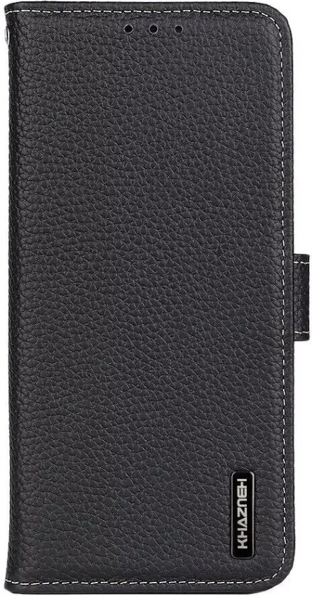 Samsung Galaxy A03s KHAZNEH Ekte Skinn Deksel med Lommebok Og Stativfunksjon - Svart