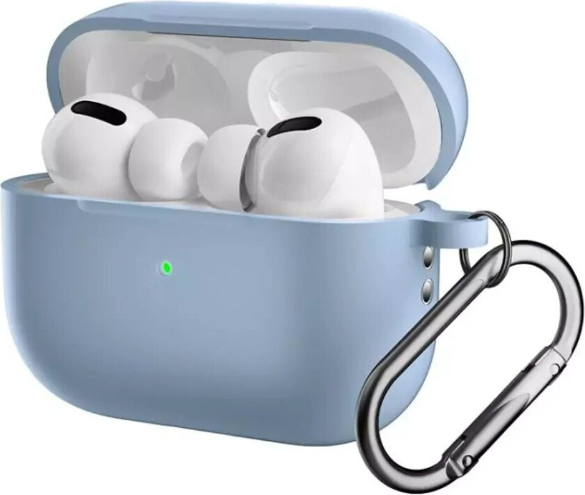 Apple Airpods Pro 2nd Gen (2022) Silikondeksel med Karabinkrok - Lyse Blå