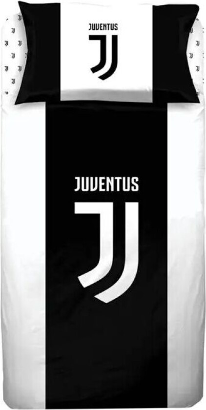 Fotballsengetøy - 140x200 cm - Juventus sengesett - 2 i 1 design - 100% bomull