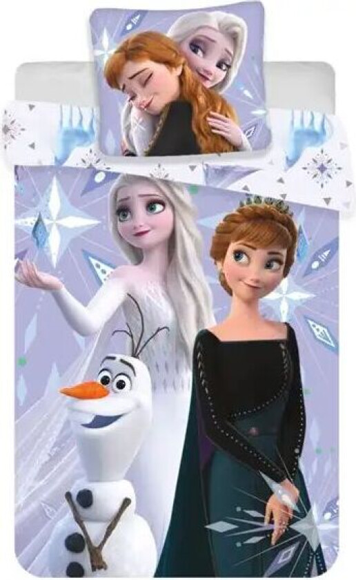 Frost Junior sengetøy - 100x140 cm - Frost 2 Anna og Elsa sengesett - 2 i 1 design - 100% bomull