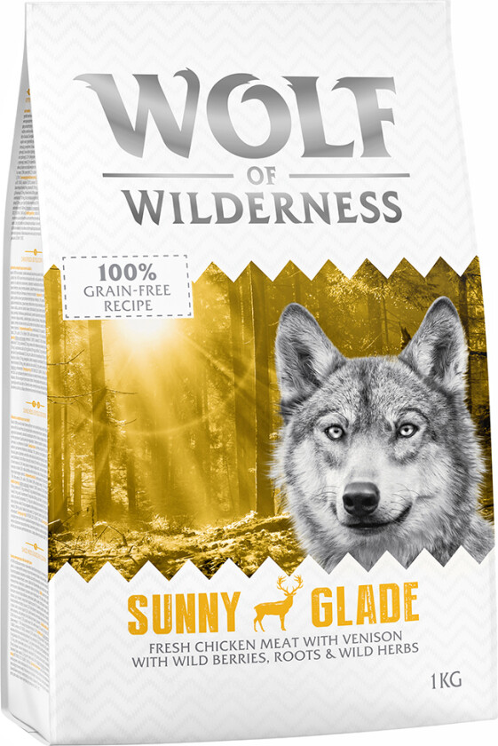 1 kg Wolf of Wilderness hundefôr til spesialpris! - Sunny Glade - Hjort
