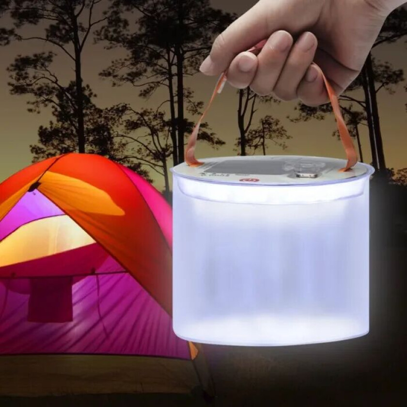 Campinglampe med solceller