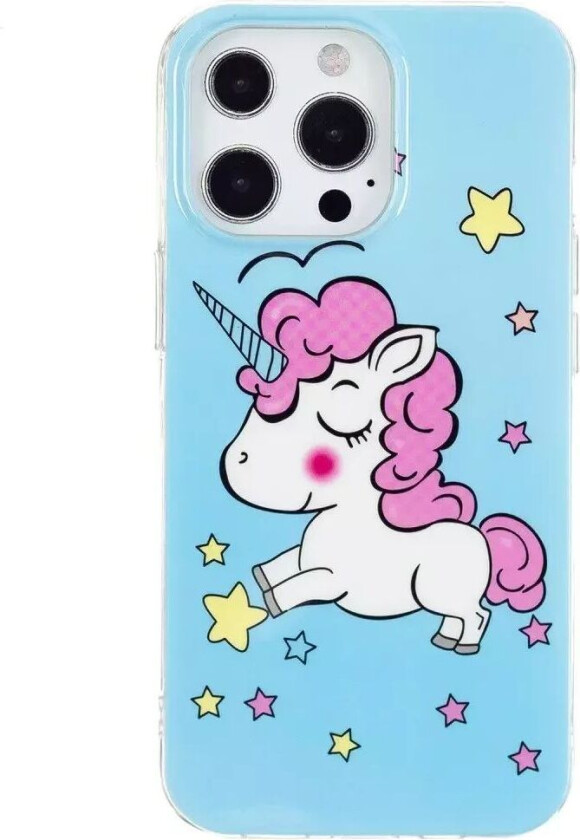 iPhone 15 Pro Selvlysende Fleksibelt Deksel av Plast med Trykk - Enhjørning