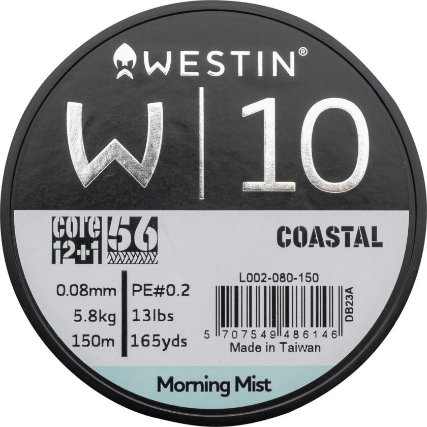 W10 13 Braid Coastal 0.08mm 150m 5.8kg, fiskesene multifilament Coastal Morning Mist