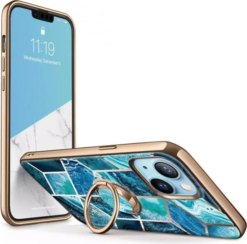 I-Blason iPhone 13 i-Blason Cosmo Marble Snap Bakdeksel med Kickstand - Havblå