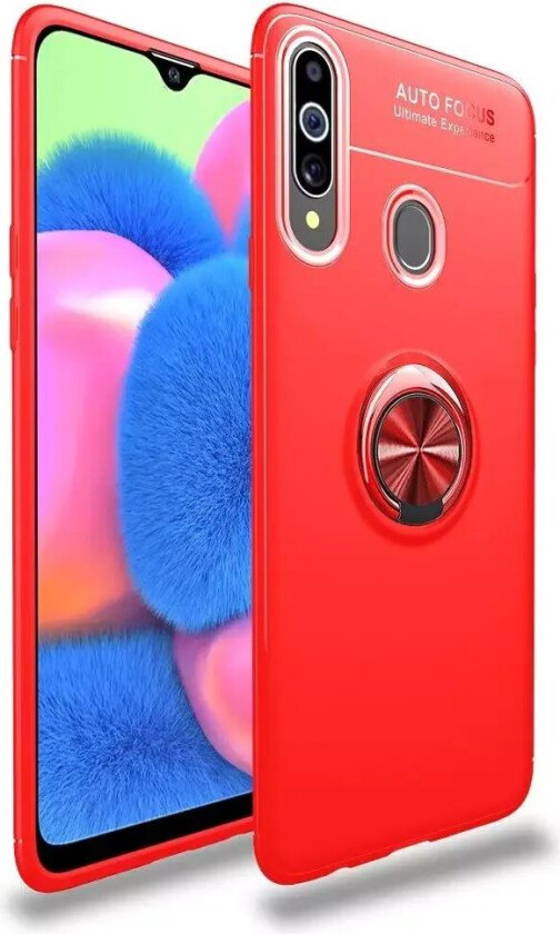 Samsung Galaxy A20s Deksel med Ring / Stativ - Rød