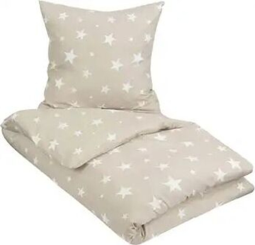 Sengetøy - 200x220 cm - Sengesett med stjerner - Sand - Mikrofiber