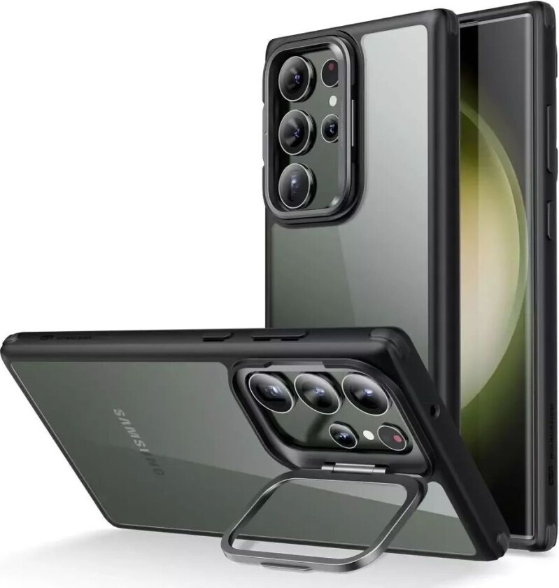 Samsung Galaxy S23 Ultra Classic Bakdeksel m. Stativ - Gjennomsiktig / Svart