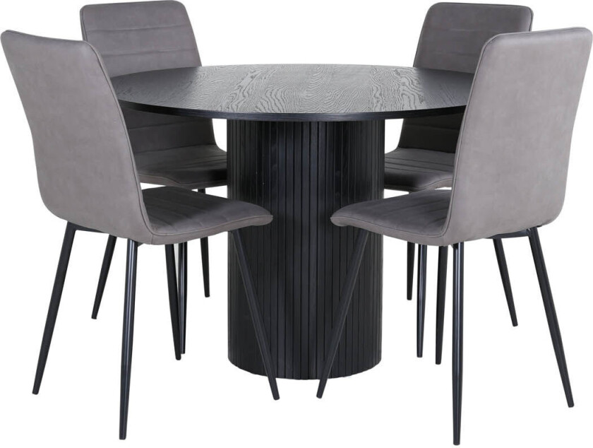 BiancaROBL spisegruppe spisebord svart og 4 Windu Lyx spisestuestoler grå.