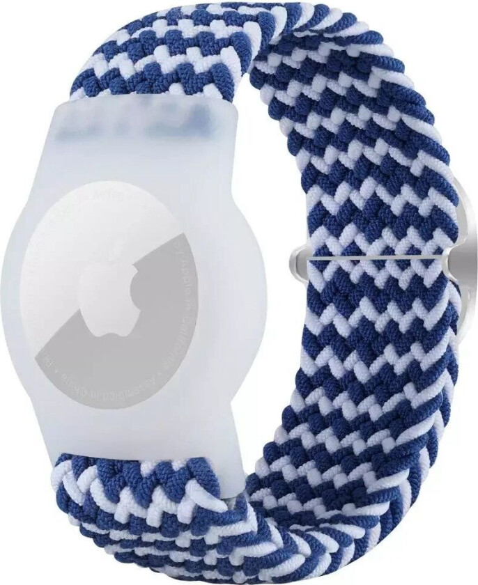 AirTag Flettet Stoffrem - Blå / Hvit
