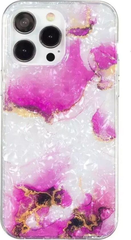iPhone 15 Pro Fleksibelt Plastdeksel - Hvit og Rosa Marmor